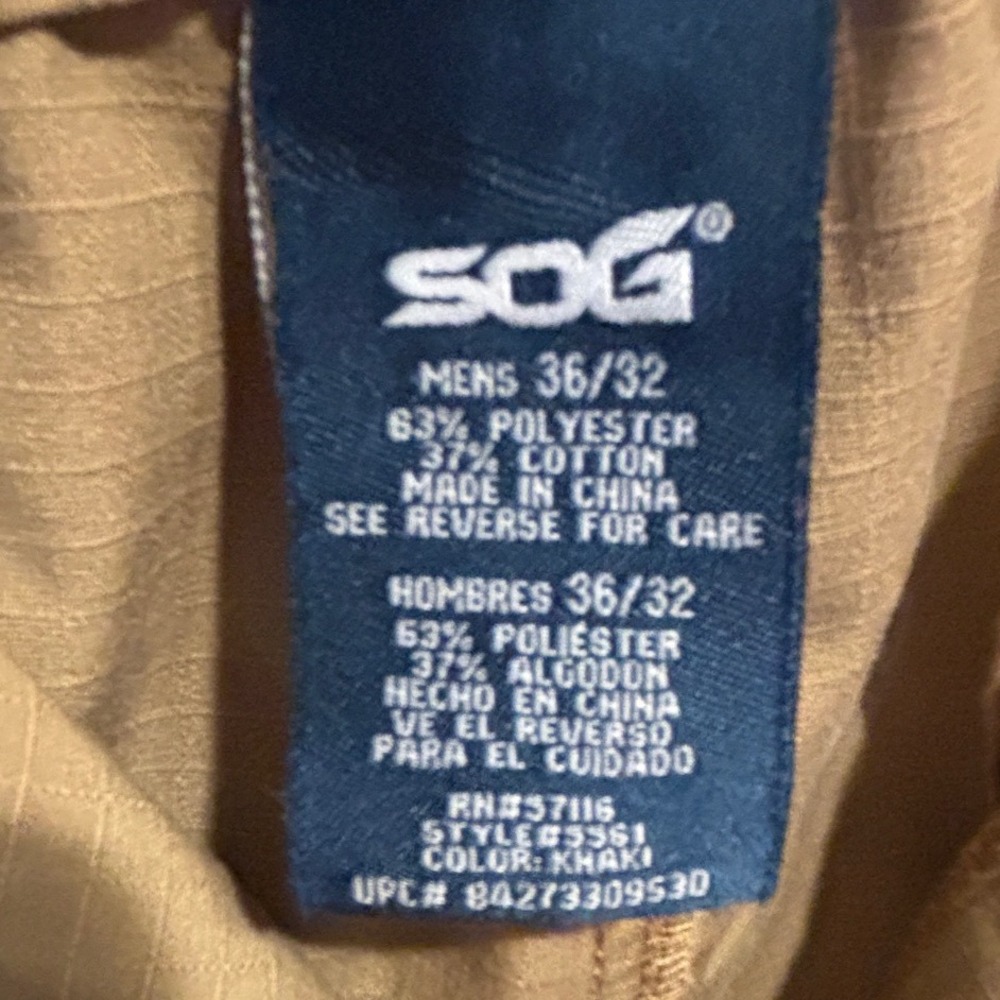 SOG Tactical Operator Cargo Pants Mens Utility Workwear Khaki Outdoor - Picture 5 of 6